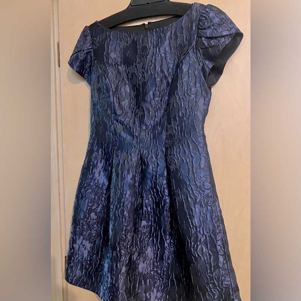 Size 6 Aidan Maddox purple polyester brocade dress